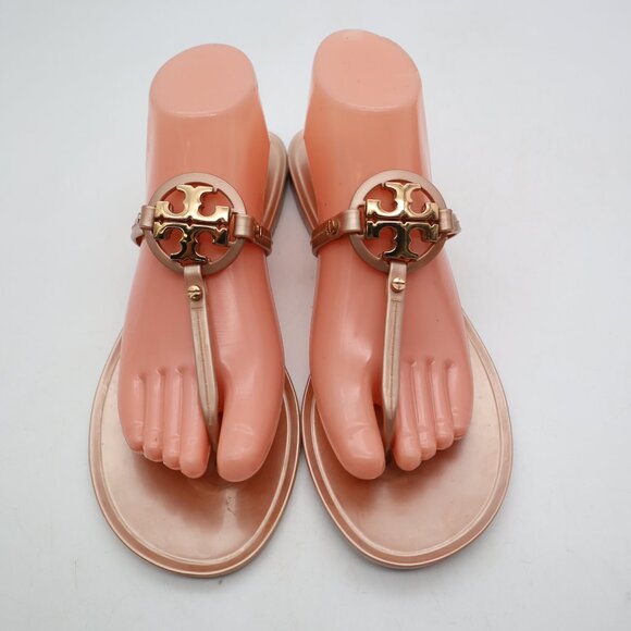 Tory Burch Mini Miller Jelly Women's Size 9 M Flat Thong Sandals Rose Gold - Picture 1 of 9